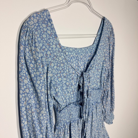 Angie Petite Floral Square Neck Boho Mini Dress Size PL - Picture 6 of 11